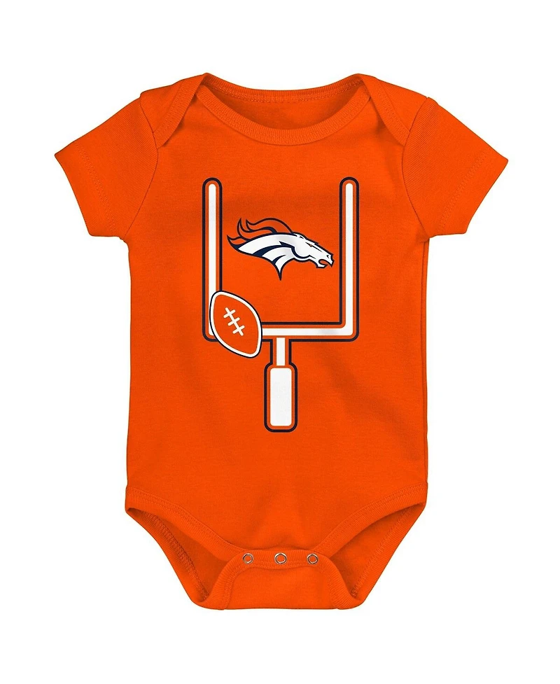 Outerstuff Baby Boys and Girls 3-Pack Denver Broncos Littlest Player Bodysuit Set