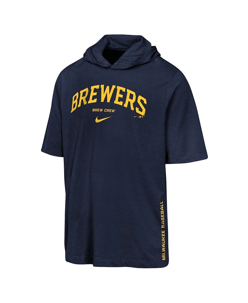 Nike Big Boys and Girls Navy Milwaukee Brewers Dri-fit Hooded T-Shirt