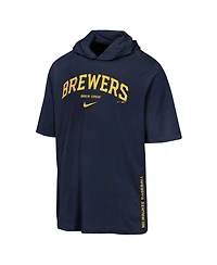 Nike Big Boys and Girls Navy Milwaukee Brewers Dri-fit Hooded T-Shirt