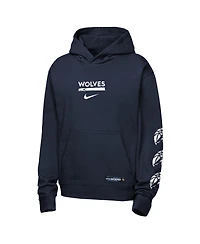 Nike Big Boys and Girls Navy Minnesota Timberwolves Courtside Club Premiere Hoodie