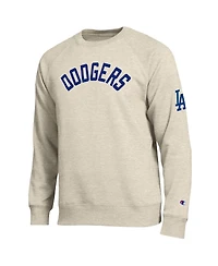 Champion Men's Oatmeal Los Angeles Dodgers All-Star Soft Felt Raglan Sweatshirt