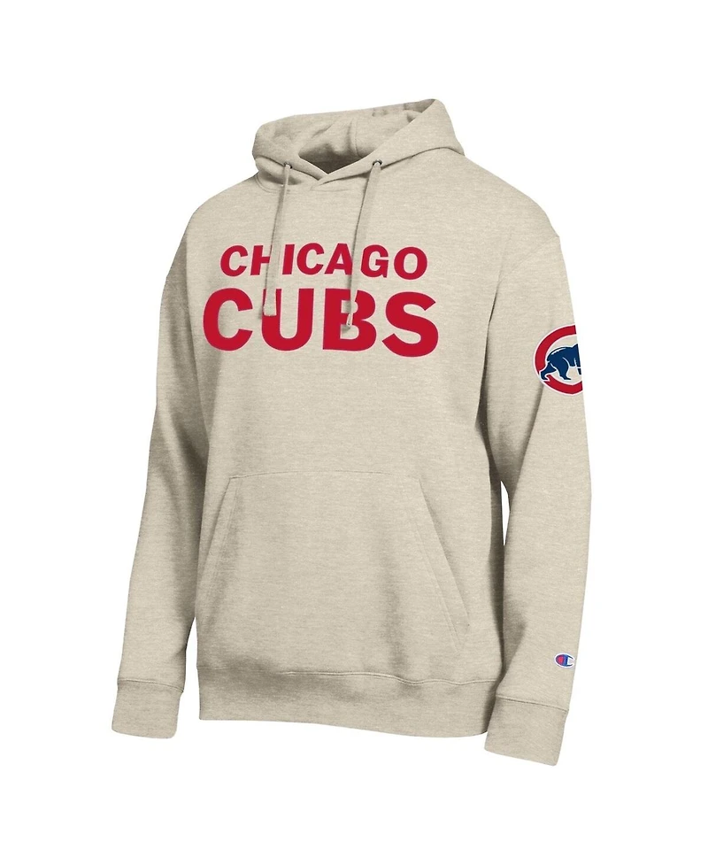 Champion Men's Oatmeal Chicago Cubs All Star Chenille Patch Hoodie