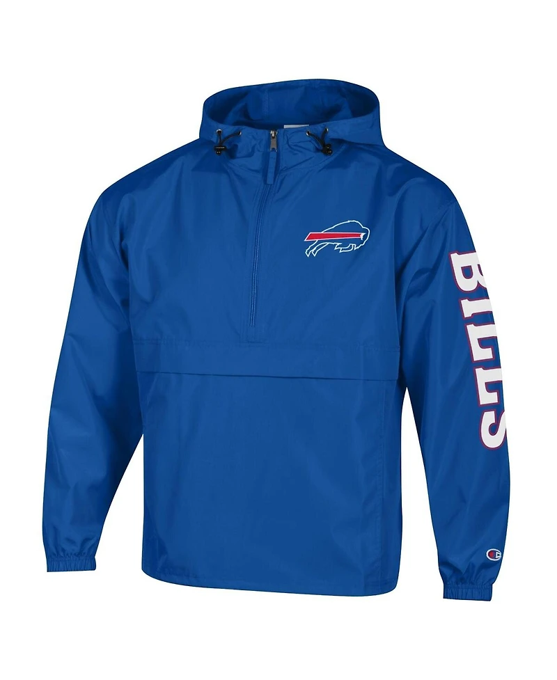 Champion Men's Royal Buffalo Bills Packable Hooded Windbreaker Half-Zip Jacket