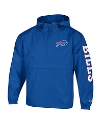 Champion Men's Royal Buffalo Bills Packable Hooded Windbreaker Half-Zip Jacket
