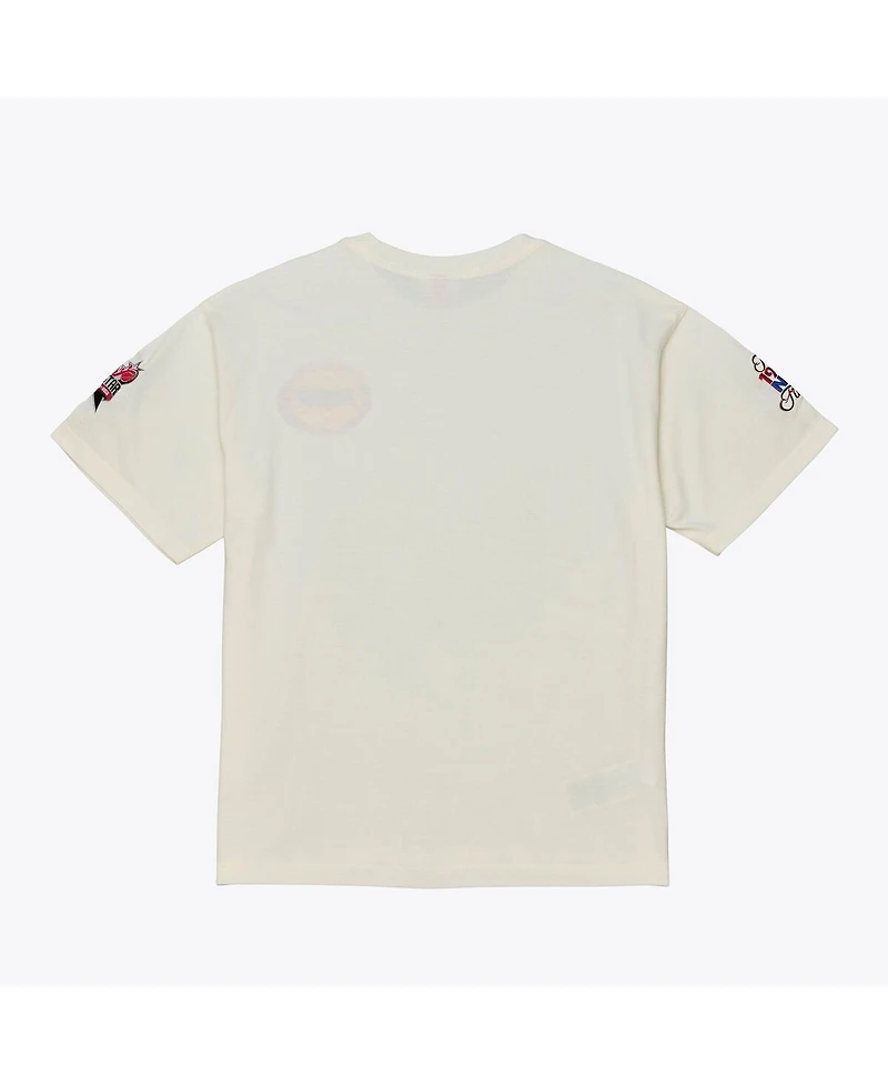 Mitchell & Ness Men's Cream Houston Rockets Hardwood Classics Chainstitch Premium T-Shirt