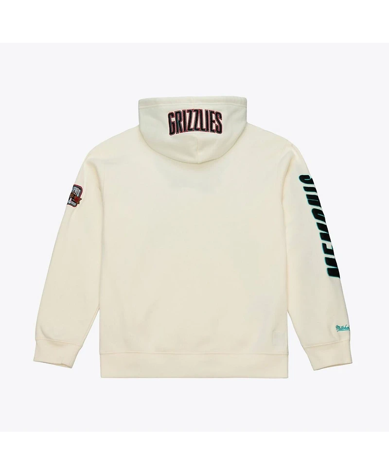 Mitchell & Ness Men's Cream Memphis Grizzlies Hardwood Classics Chainstitch Premium Fleece Hoodie