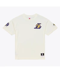 Mitchell & Ness Men's Cream Los Angeles Lakers Hardwood Classics Chainstitch Premium T-Shirt