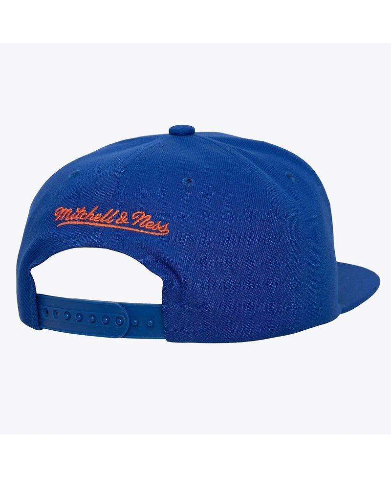 Mitchell & Ness Men's Blue New York Knicks Hardwood Classics Old School Stacked Text Snapback Hat