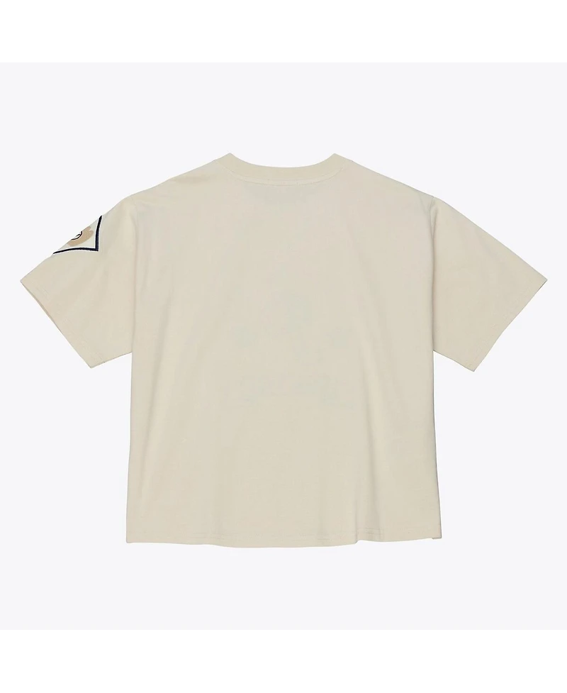 Mitchell & Ness Women's Cream Philadelphia Phillies Cooperstown Yacht Rock Boxy Cropped T-Shirt