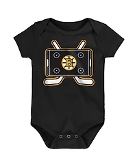 Outerstuff Baby Boys and Girls 3-Pack Boston Bruins Littlest Player Bodysuit Set