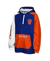 Mitchell & Ness Big Boys and Girls Blue New York Knicks Playoff Anorak Quarter-Zip Windbreaker Jacket