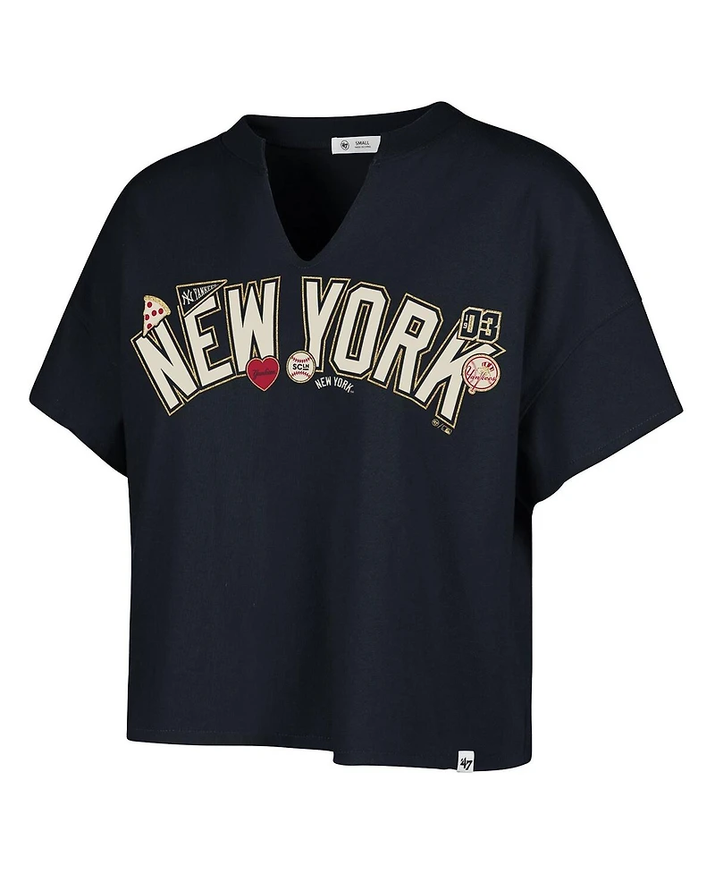 Stoney Clover Lane X '47 Brand Women's Navy New York Yankees Oversized Notch Neck T-Shirt