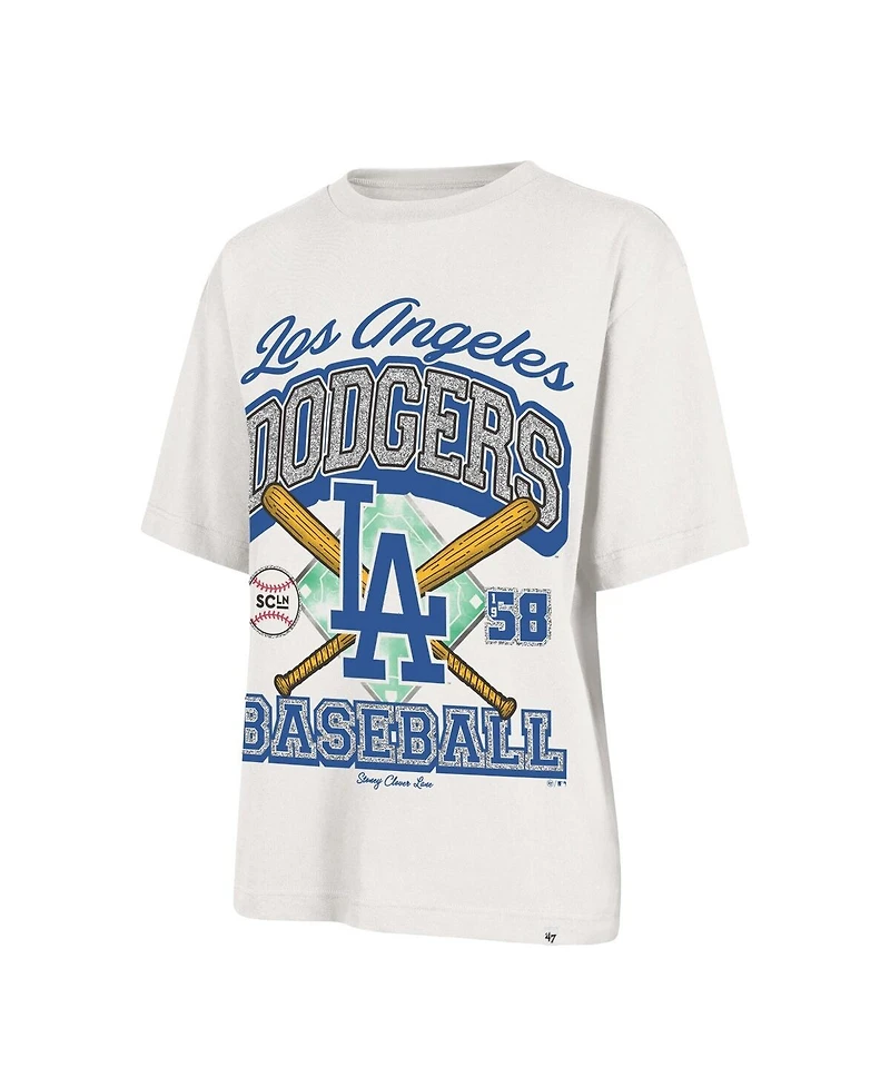 Stoney Clover Lane X '47 Brand Women's Sand Los Angeles Dodgers Crossover Base Foundation T-Shirt