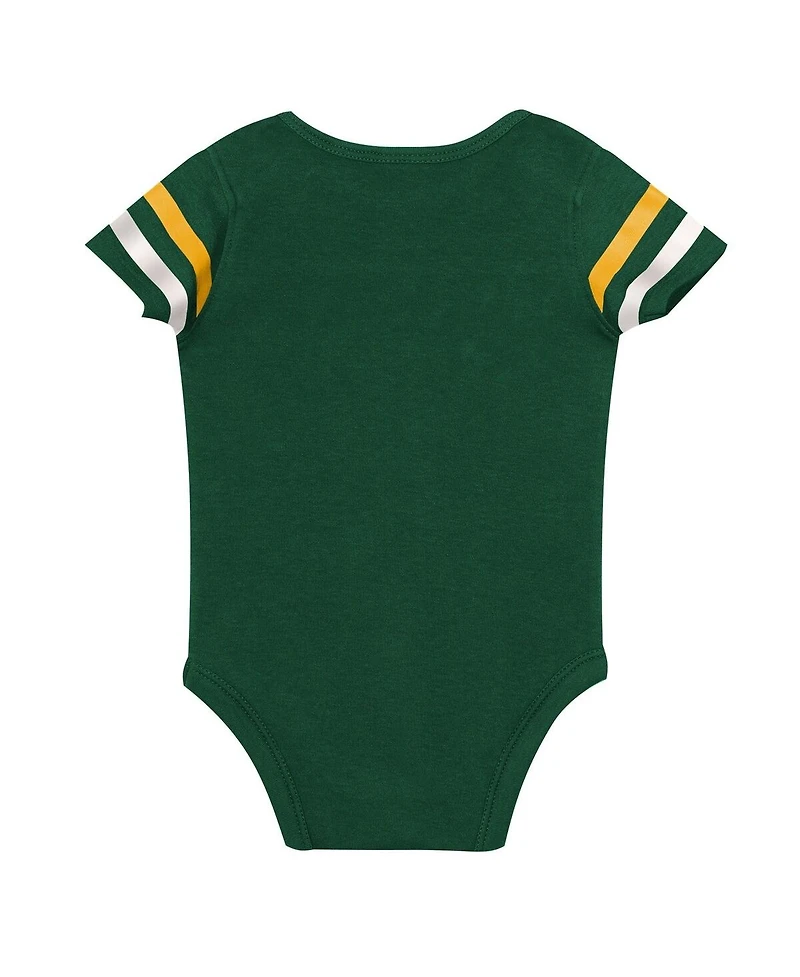 Outerstuff Baby Boys and Girls Green 3-Piece Bay Packers Up One Bodysuit, Bib and Booties Set