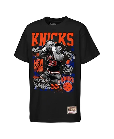 Mitchell & Ness Big Boys and Girls Patrick Ewing Black New York Knicks Hardwood Classics Star Moment T-Shirt