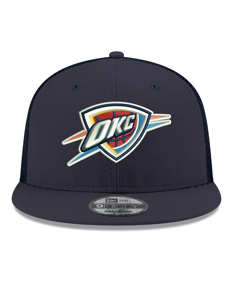 New Era Men's Navy Oklahoma City Thunder Core Logo Meshback 9FIFTY Snapback Hat
