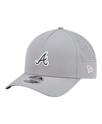 New Era Men's Gray Atlanta Braves Micro Logo 9FORTY M-Crown A-Frame Adjustable Hat