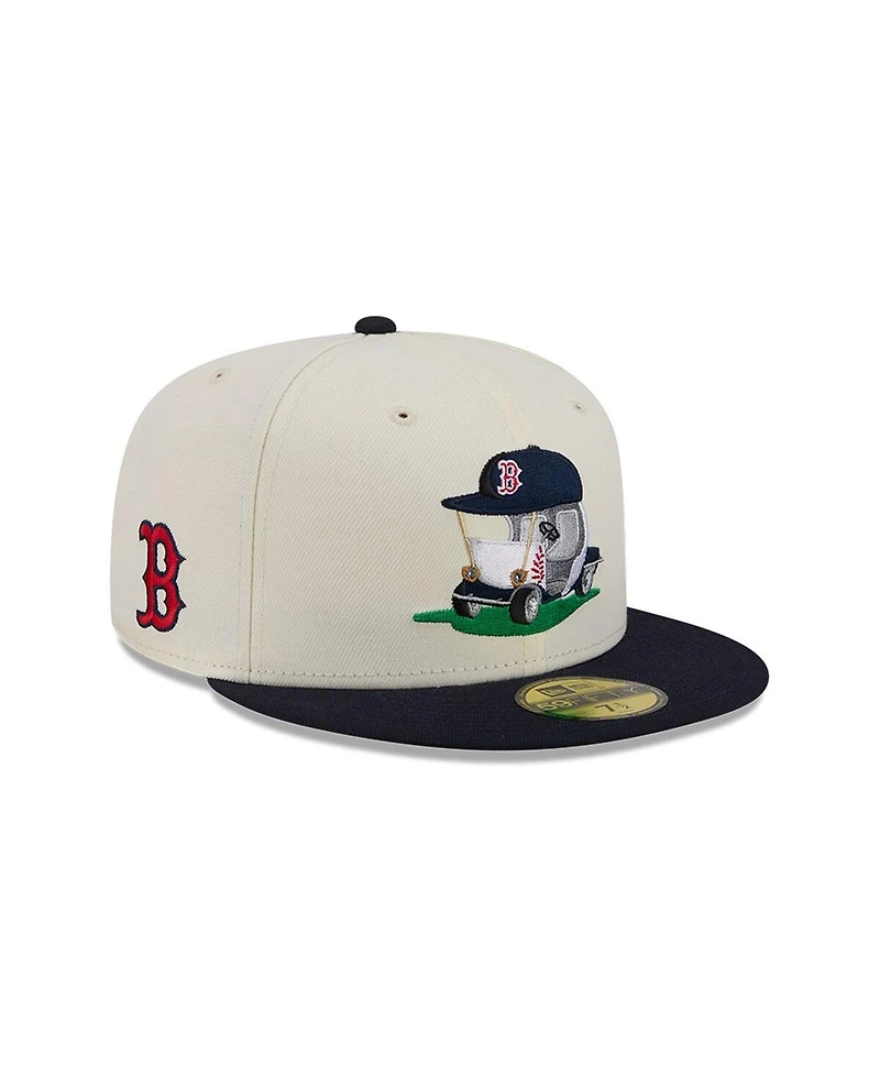 New Era Men's Cream/Navy Boston Red Sox Bullpen Cart 59FIFTY Fitted Hat