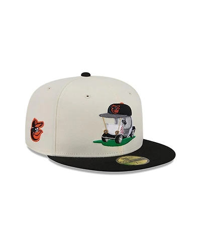 New Era Men's Cream/Black Baltimore Orioles Bullpen Cart 59FIFTY Fitted Hat