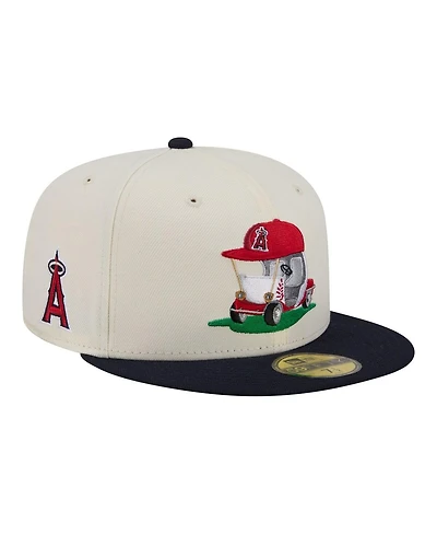 New Era Men's Cream/Navy Los Angeles Angels Bullpen Cart 59FIFTY Fitted Hat