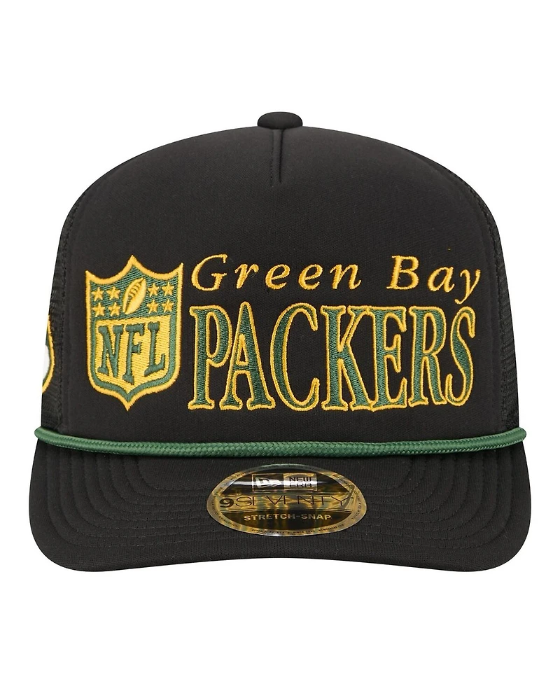New Era Men's Black Green Bay Packers Throwback Foam 19TWENTY Adjustable Hat
