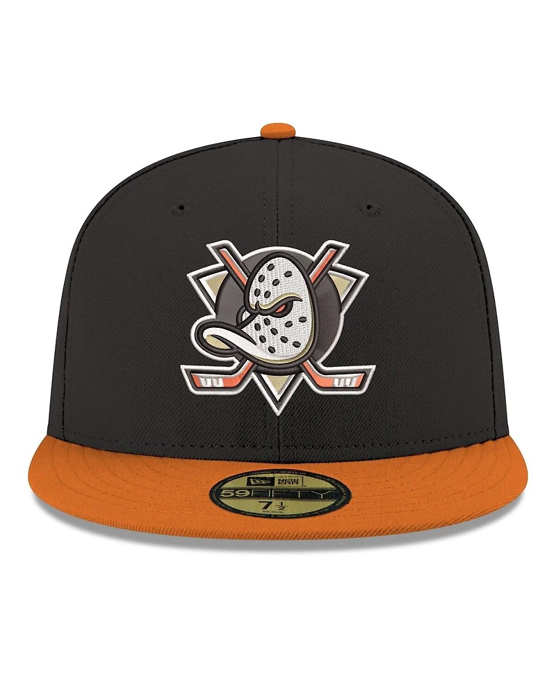 New Era Men's Black Anaheim Ducks Core Logo Two-Tone 59FIFTY Fitted Hat