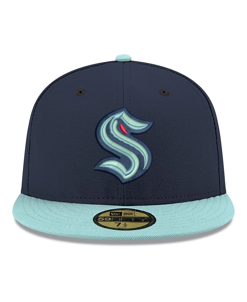 New Era Men's Navy Seattle Kraken Core Logo Two-Tone 59FIFTY Fitted Hat