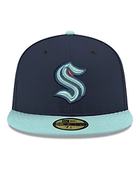 New Era Men's Navy Seattle Kraken Core Logo Two-Tone 59FIFTY Fitted Hat