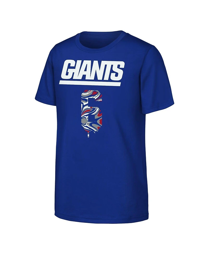Outerstuff Big Boys and Girls Jaxson Dart Royal New York Giants Drip Player Name & Number Mainliner T-Shirt