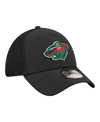 New Era Men's Black Minnesota Wild Logo 39THIRTY Flex Hat