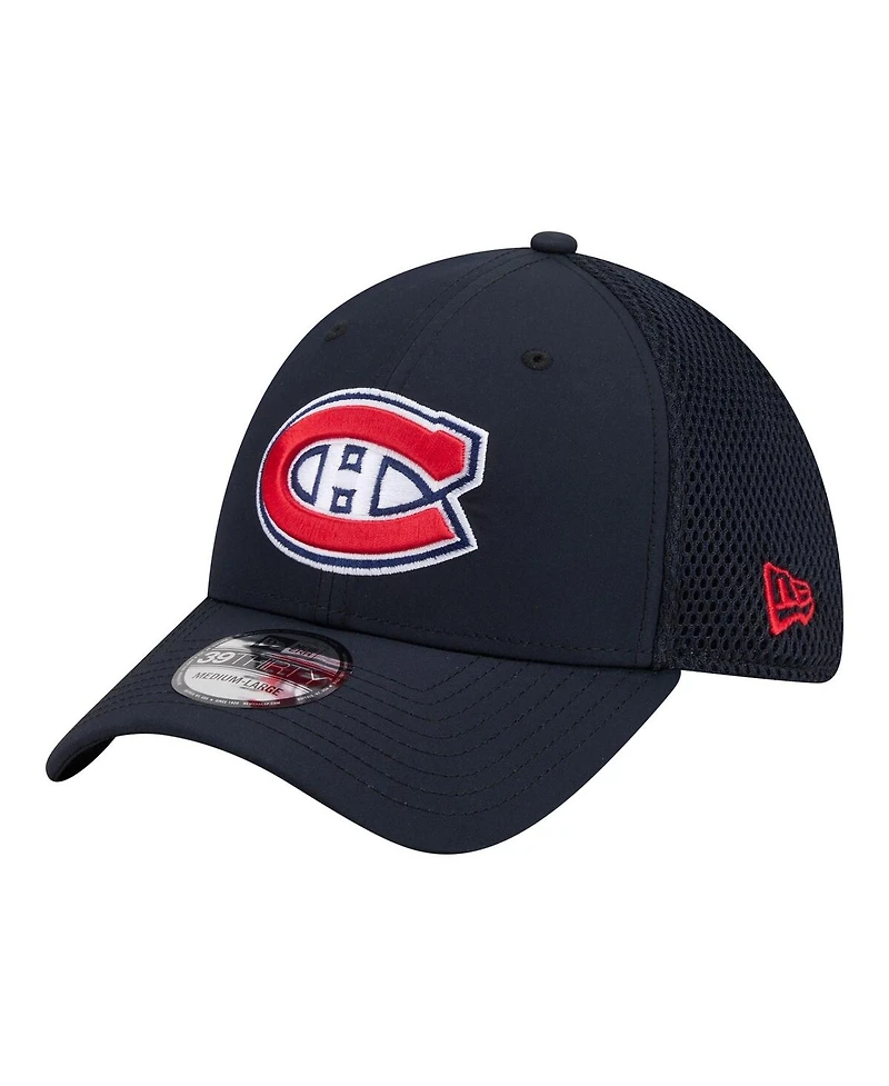 New Era Men's Navy Montreal Canadiens Logo 39THIRTY Flex Hat