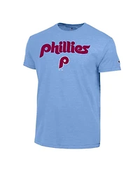 Champion Men's Light Blue Philadelphia Phillies Cooperstown Wordmark Lockup Tri-Blend T-Shirt