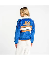 The Wild Collective Women's Royal New York Mets Velvet Cord Full-Zip Jacket
