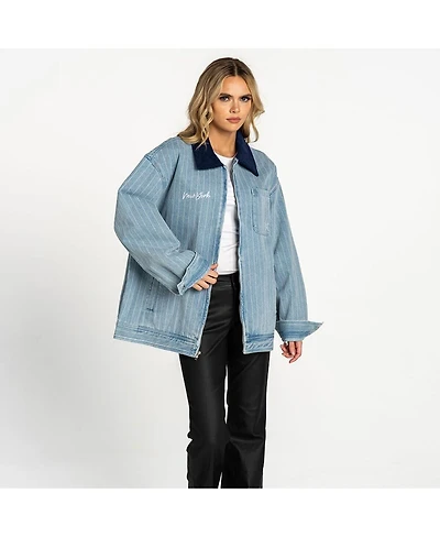 The Wild Collective Women's Denim New York Yankees Full-Zip Mechanic Jacket