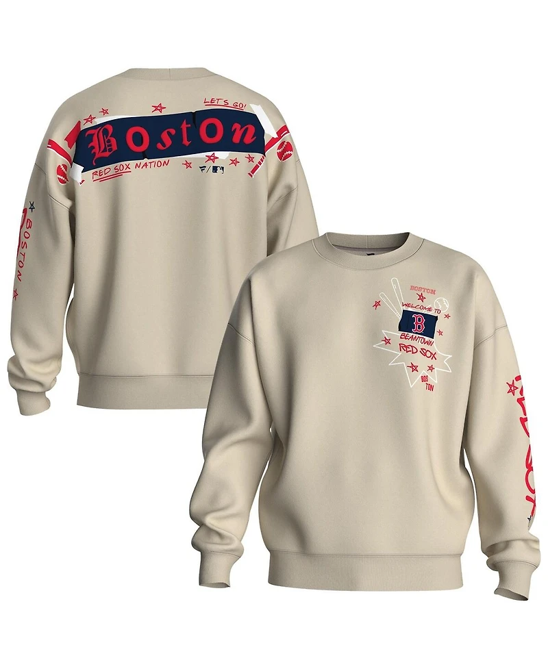 Fanatics Women's Beige Boston Red Sox Graffiti Fleece Sweatshirt