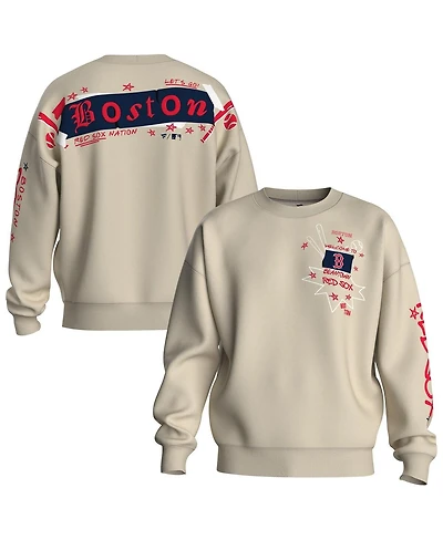Fanatics Women's Beige Boston Red Sox Graffiti Fleece Sweatshirt