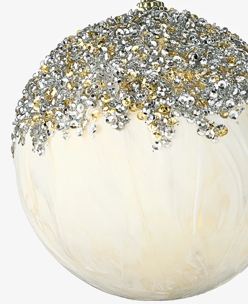 Holiday Lane Gilded Glamour Feather with Trim Ball Ornament, Macy's Exclusive