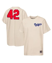 Mitchell & Ness Big Boys and Girls Jackie Robinson Natural Los Angeles Dodgers 42 For All T-Shirt
