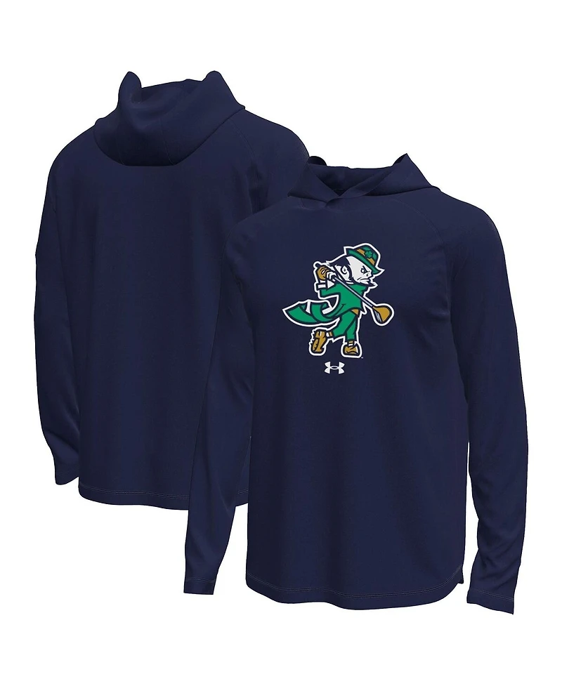 Under Armour Men's Navy Notre Dame Fighting Irish Golf Leprechaun Tech Stretch Long Sleeve Hooded T-Shirt