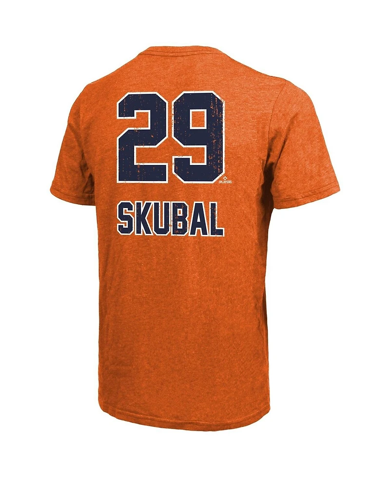 Majestic Threads Men's Tarik Skubal Orange Detroit Tigers Triblend Name and Number T-Shirt