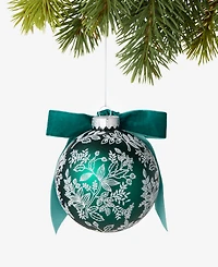 Holiday Lane Holiday Toile Floral Pattern Ball Ornament, Macy's Exclusive