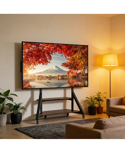 Unho Heavy Duty Low Profile Tv Stand for 65-100 Inch TVs, Solid Wood, Adjustable Feet,Max Vesa 800x600mm
