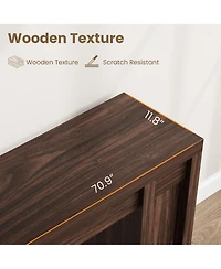 homfan Extra Long Narrow Console Table, Farmhouse Sofa Table for Entryway or Behind Couch, Engineered Wood Hallway Accent