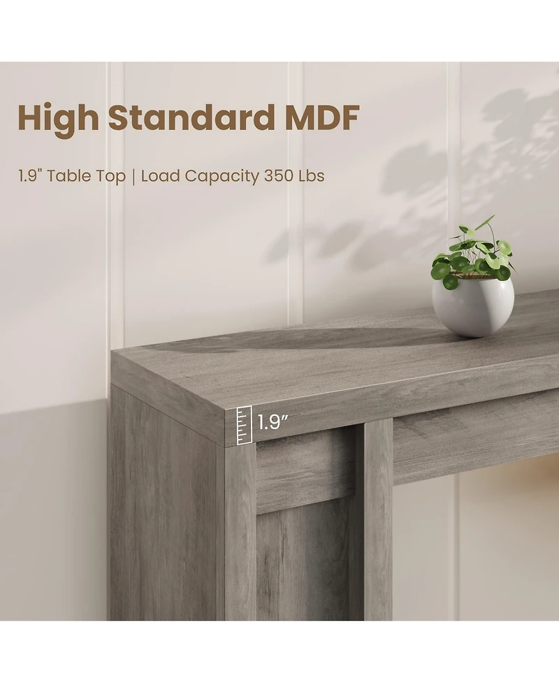 homfan Extra Long Narrow Console Table, Farmhouse Sofa Table for Entryway or Behind Couch, Engineered Wood Hallway Accent