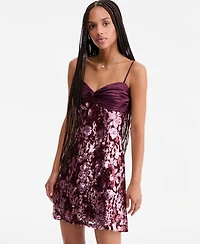 Seni & Cade Women's Satin-Top Floral-Sequin Dress