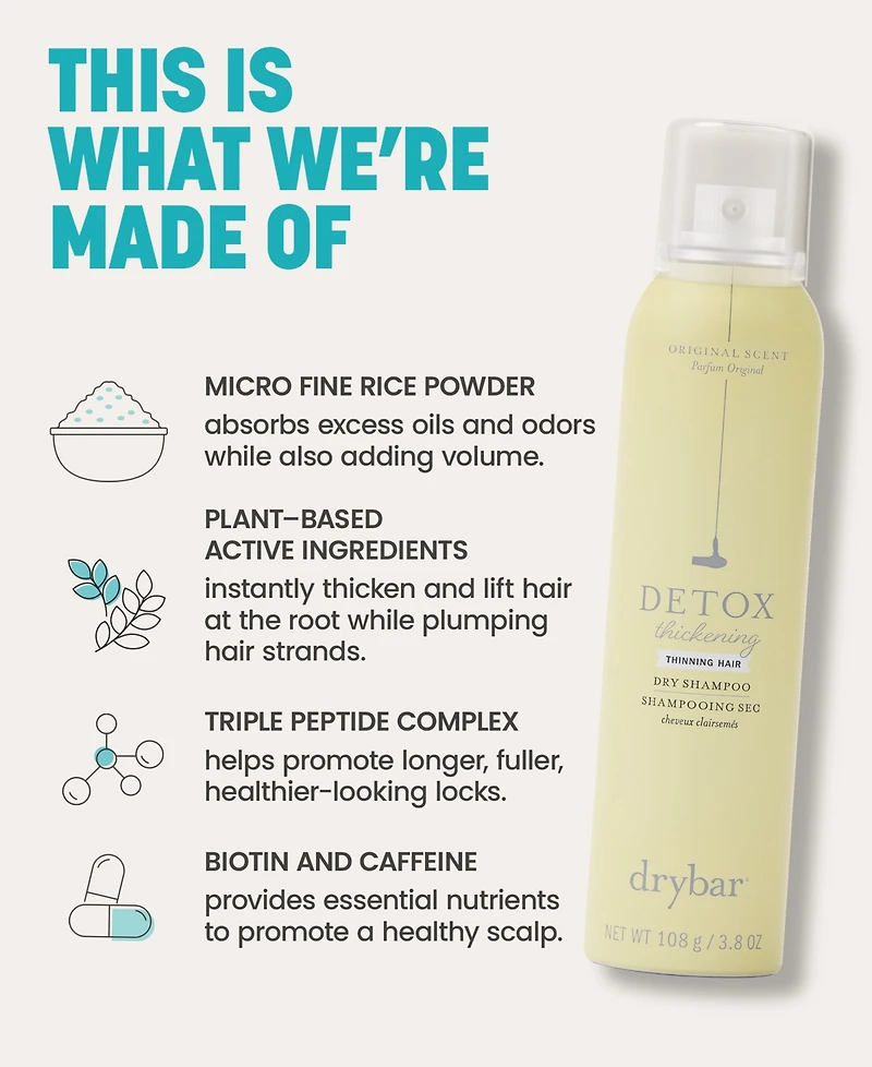Drybar Detox Thinning Hair Thickening Dry Shampoo, 3.5 oz.