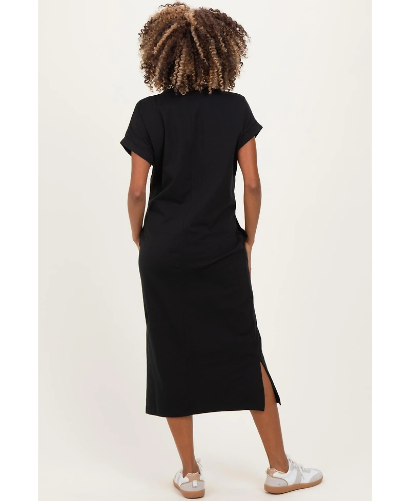 Pinkblush Maternity Dusty Blue Pocket Front Midi T-Shirt Dress