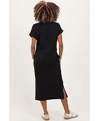 Pinkblush Maternity Dusty Blue Pocket Front Midi T-Shirt Dress