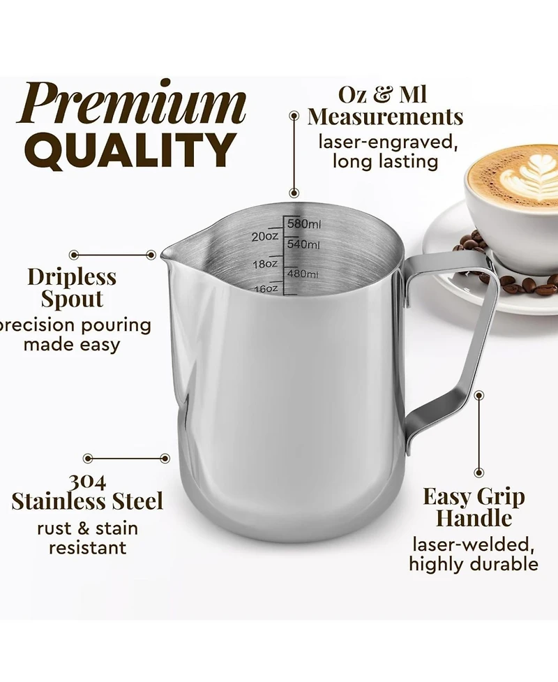 Frothing Pitcher Milk Frother Cup - Easy to Read Measurements