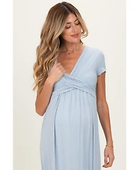 PinkBlush Olive Draped Maternity/Nursing Maxi Dress